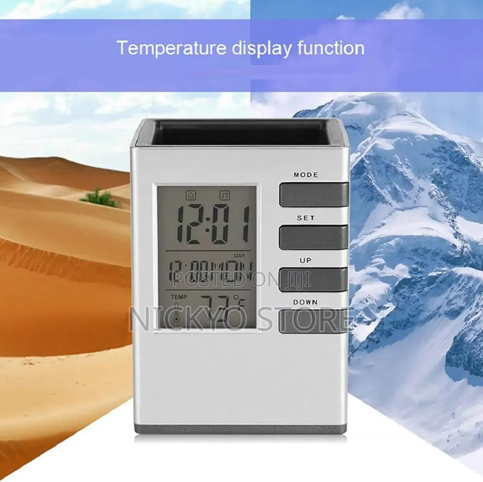 Pen Stand With Digital Clock and Temperature Desktop