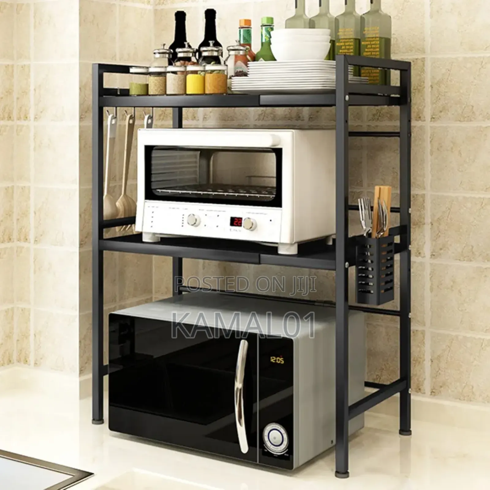 Adjustable 3-Tier Heavy Duty Shelf Microwave Rack