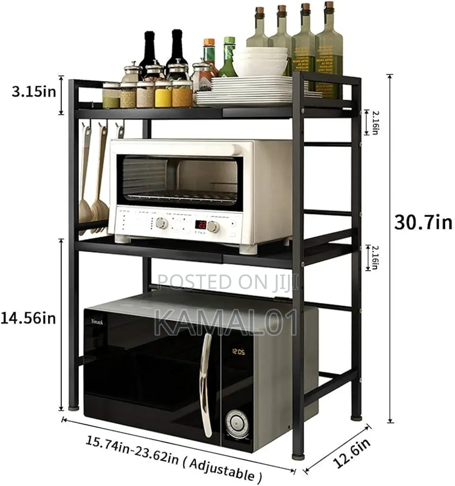 Adjustable 3-Tier Heavy Duty Shelf Microwave Rack