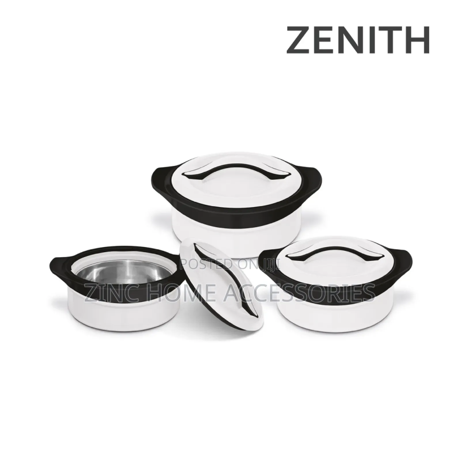 Sq Pf., Milton Zenith Insulated Hot Pot Set 3pc Black/White