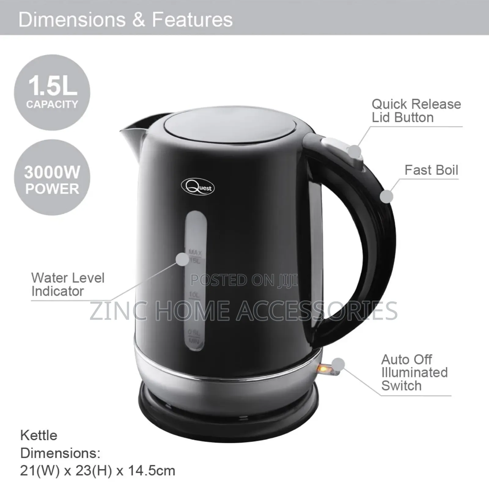 Quest 1.5l Fast Boil Kettle