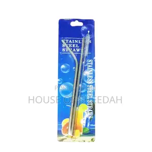 2pcs Stainless Steel Straw Set With Cleaning Brush