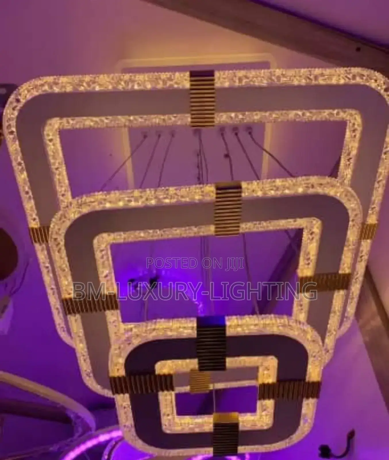 Crystal Square Shapped 3 Drop Chandelier