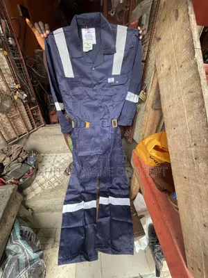 Blue Work Wear Coverall With Reflector