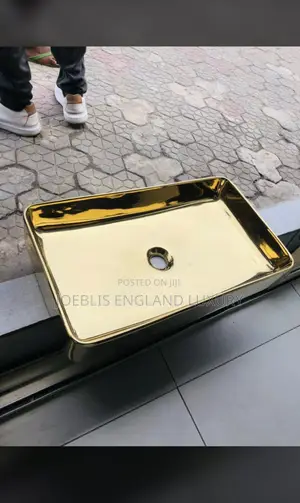 Long Gold Counter Basin Rectangular Shape
