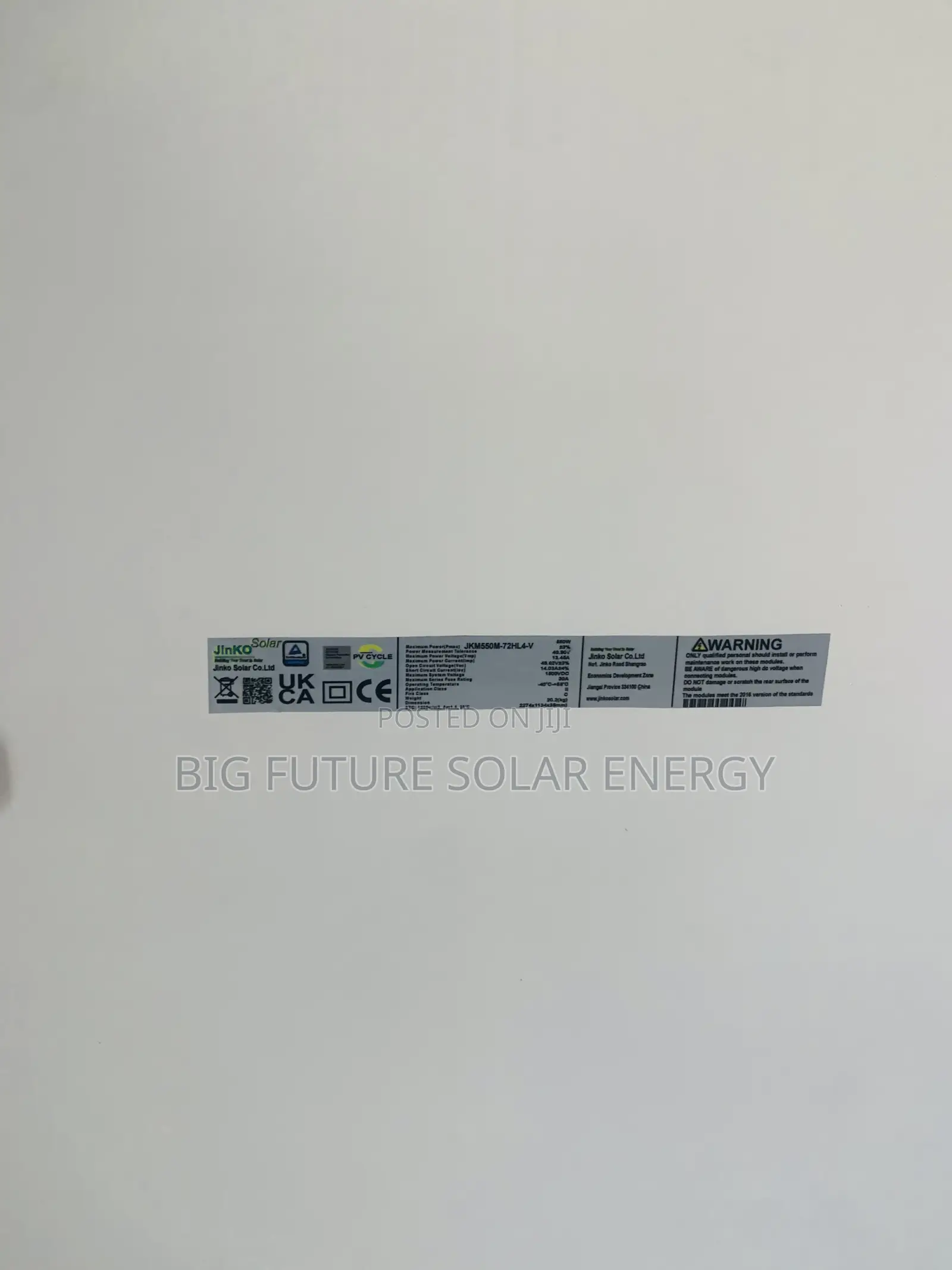 550watts Jinko Solar Panel 144C
