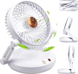 Rechargeable Rotating Desktop Fan With Led Light