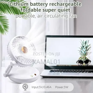 Rechargeable Rotating Desktop Fan With Led Light
