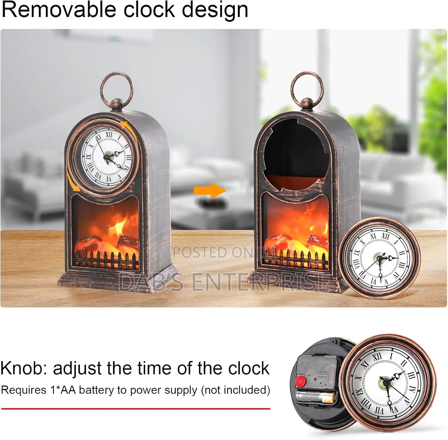 Led Fireplace With Clock