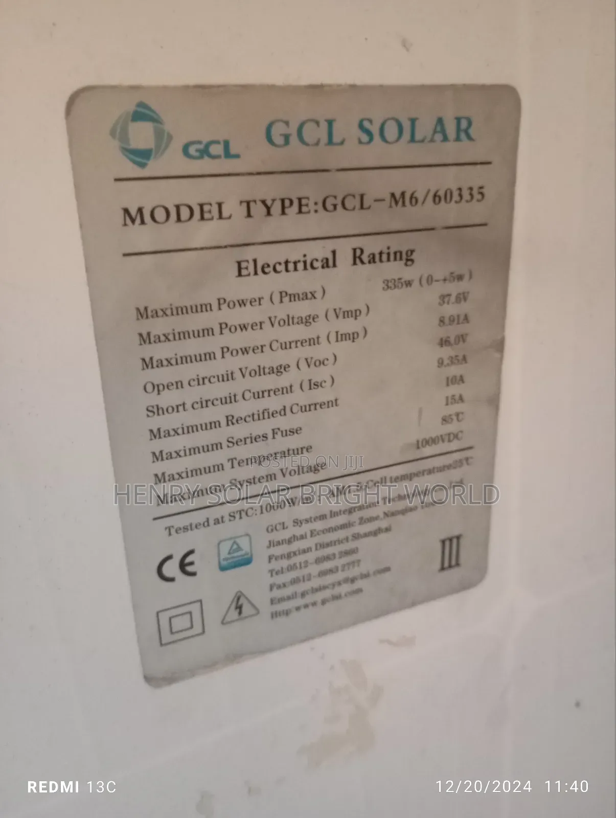 335w Solar Mono Panel Canadian