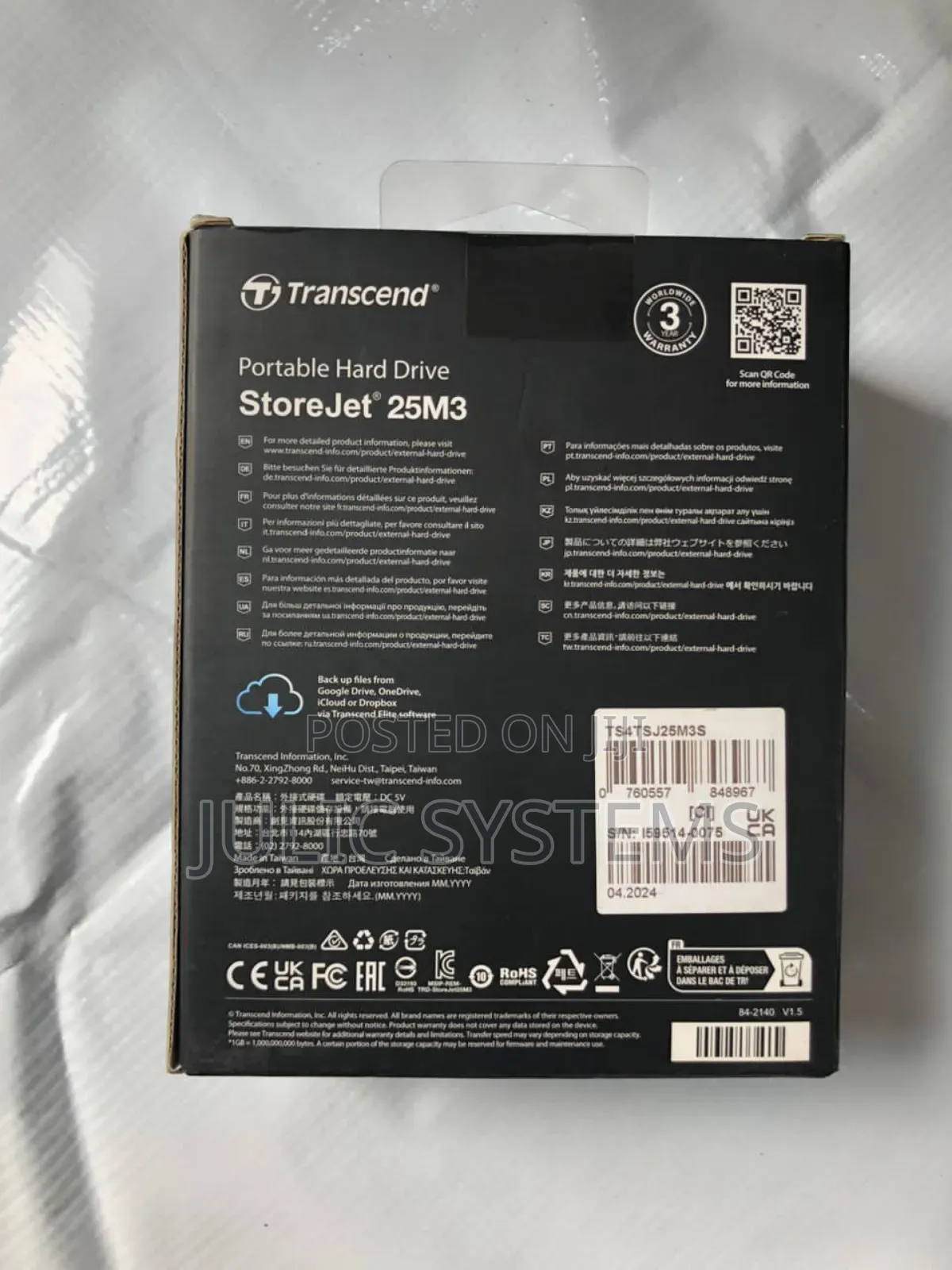 Transcend 4tb USB 3.1 Storejet 25m3 Portable Hard Drive