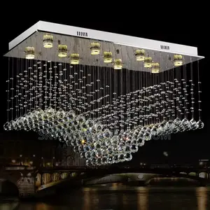 Modern Quadrate Crystal Led Chandelier Pyramid Shape