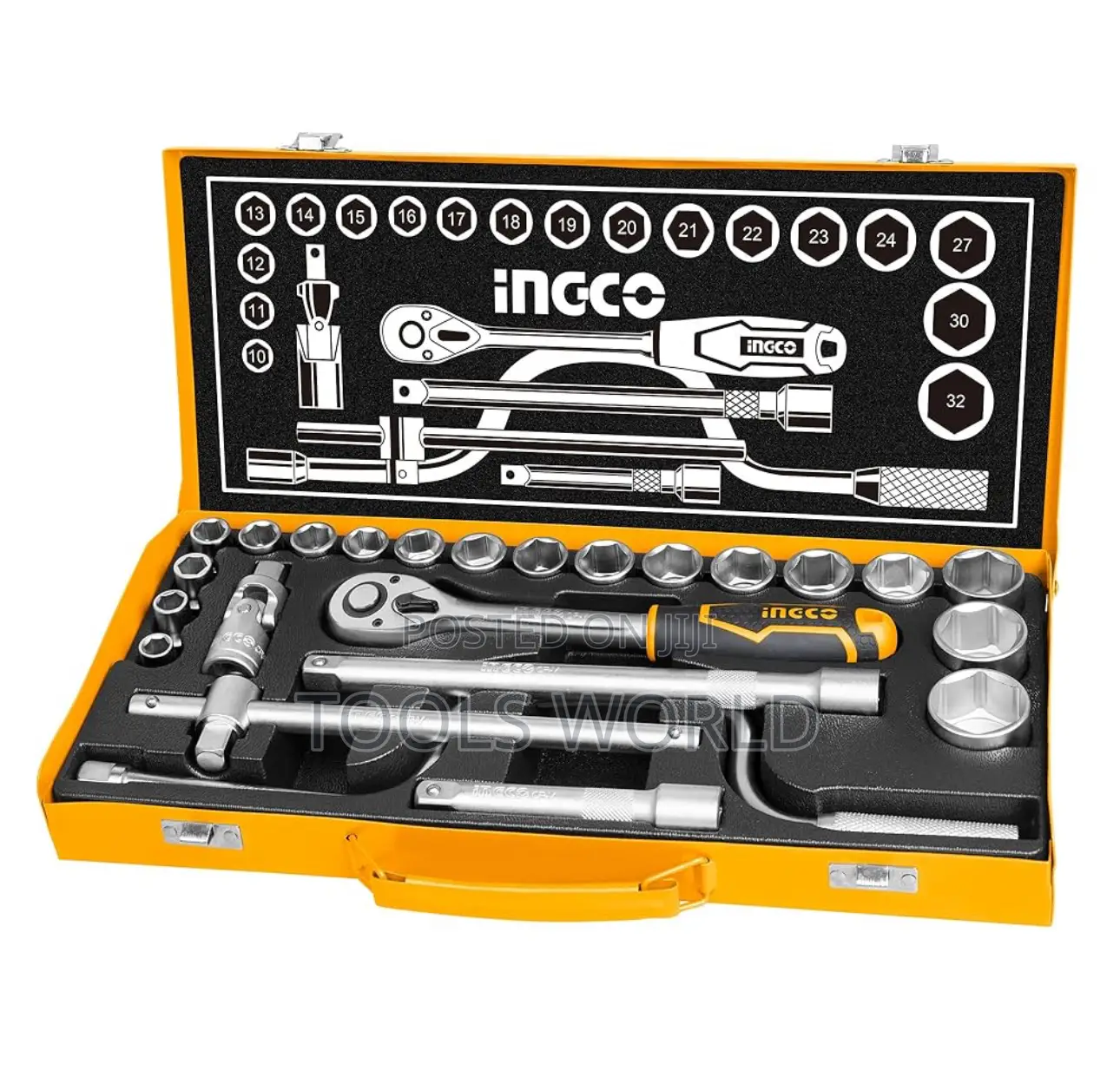 24pcs 1/2" Socket Set, 1/2" CRV DR