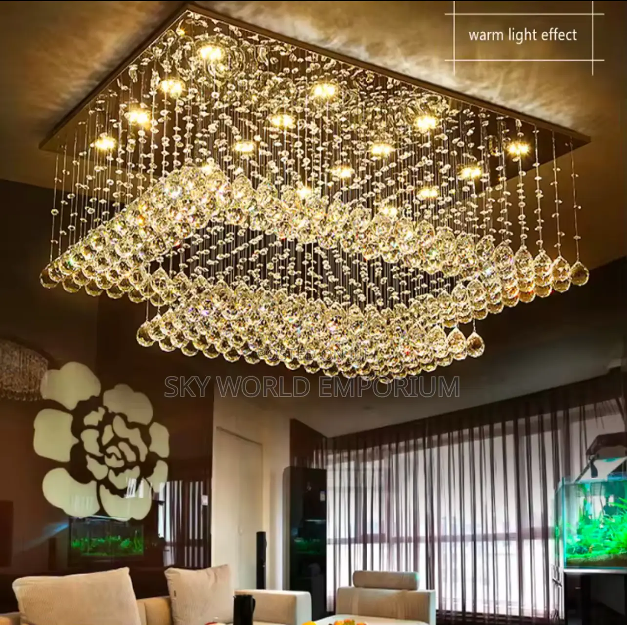 Rectangle Modern LED Lighting Crystal Ball Lustre Luxury