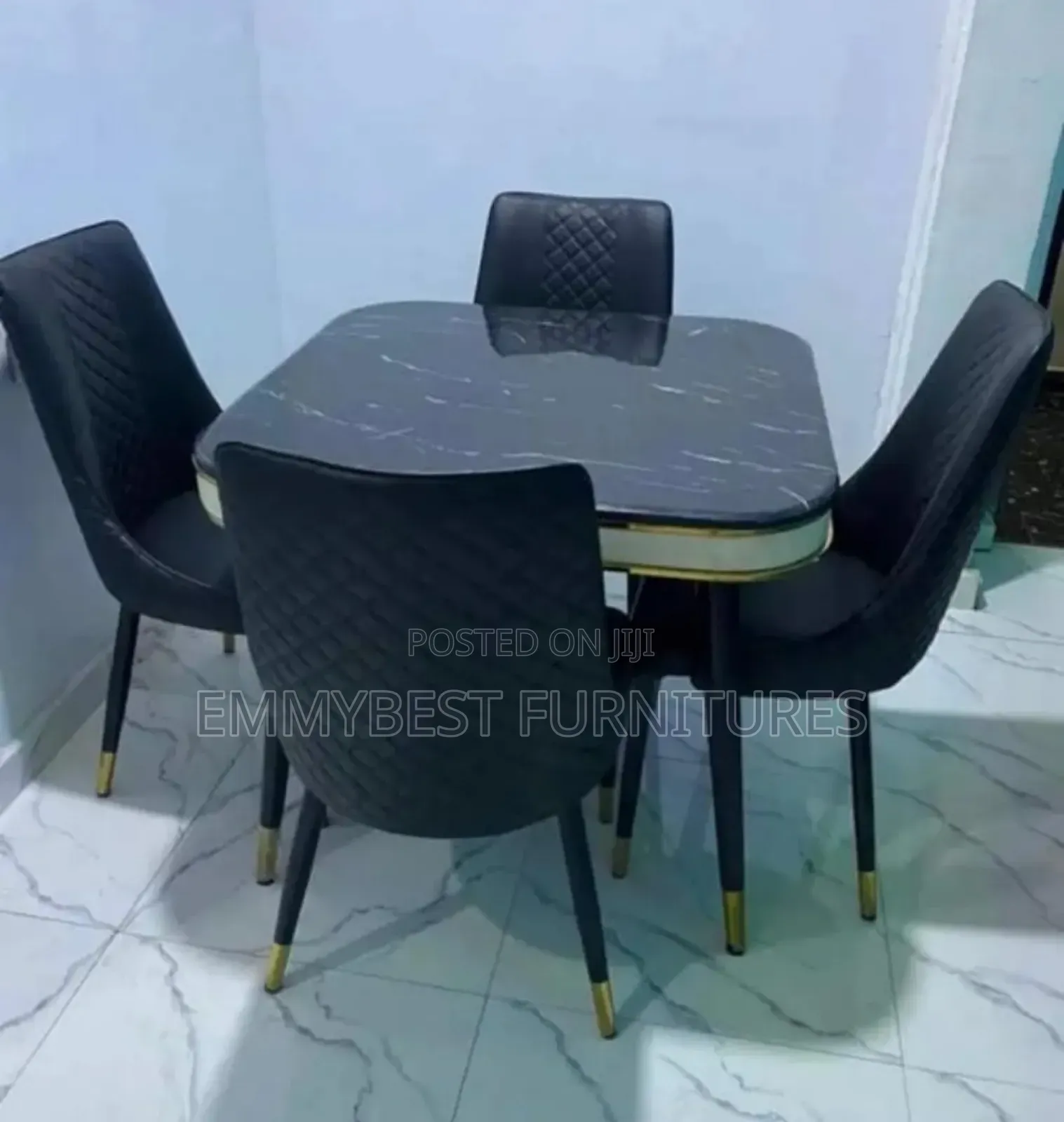 Classic Marble Top Dinning Set, 4 Seaters.