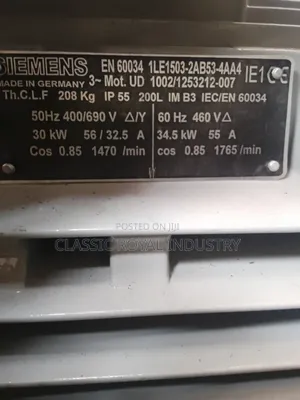 30 Kw Siemens Electric Motor 1470 RPM