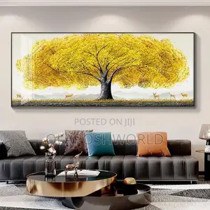 Yellow Tree Acrylic Stoned Wall Art