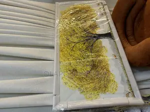 Yellow Tree Acrylic Stoned Wall Art