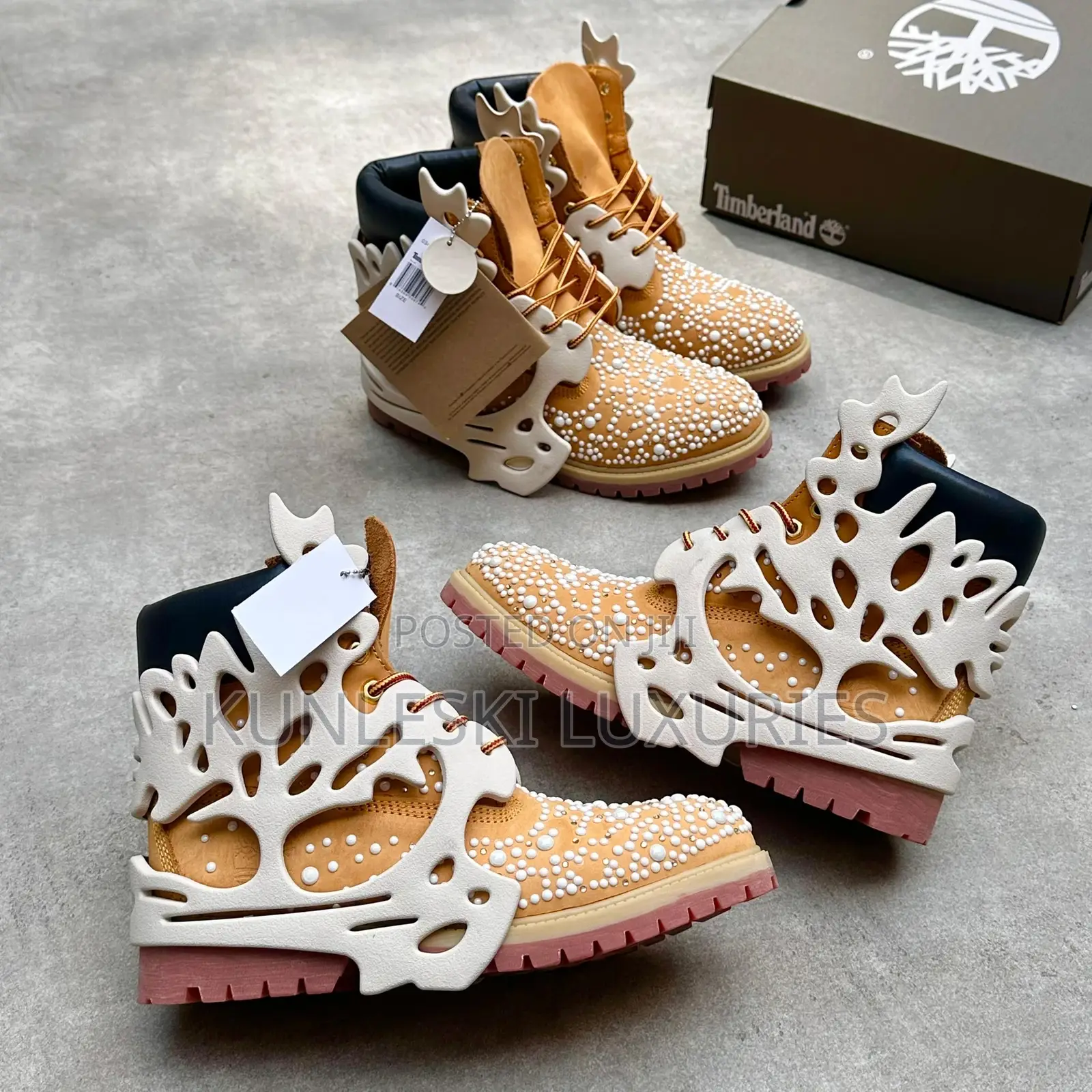 Original Custom Swarovski Pearl Timberland Boot