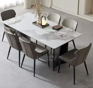 Quality Dinning Set by Six Chairs With Marble Top