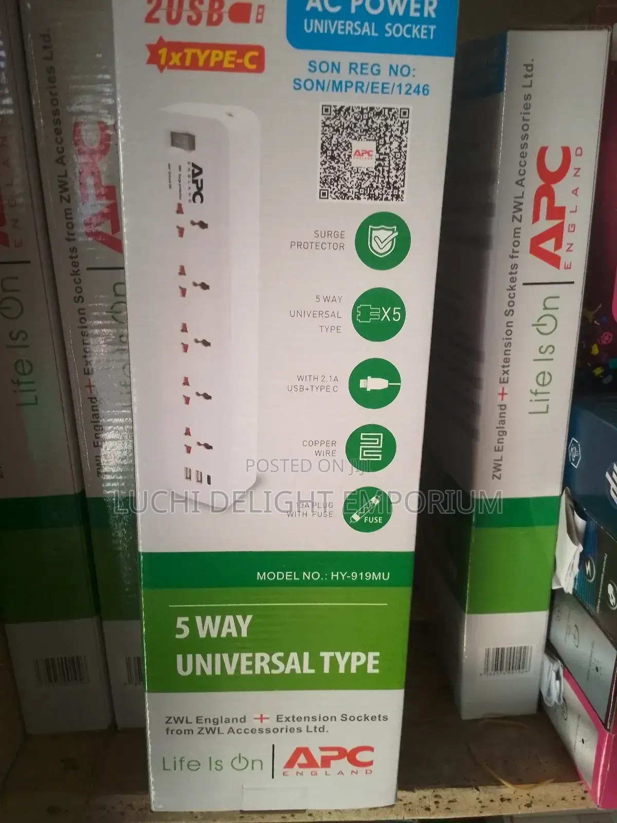 Apc Surge Protector Extension 5 Way 2 Usb