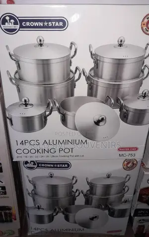 14pcs High Quality Crown Star Aluminum Cooking Pot With Lid