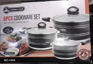 6pcs Crown Star Cookware Set (24 26 28cm Casserole With Lid)