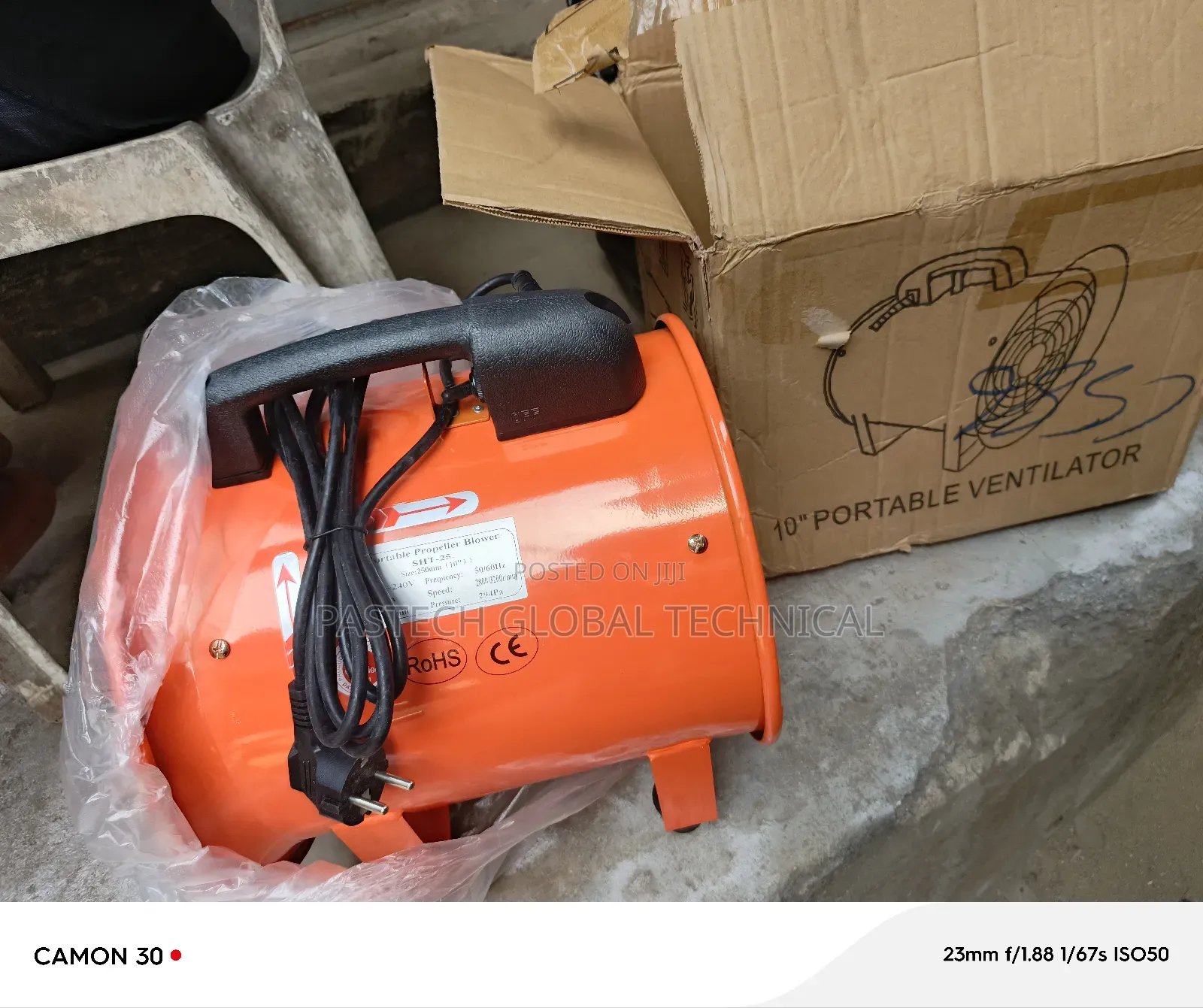 10" Portable Ventilator With a 5m Hose 220v-240v