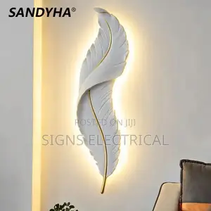 Modern Resin Wall Lamp White Feather Design