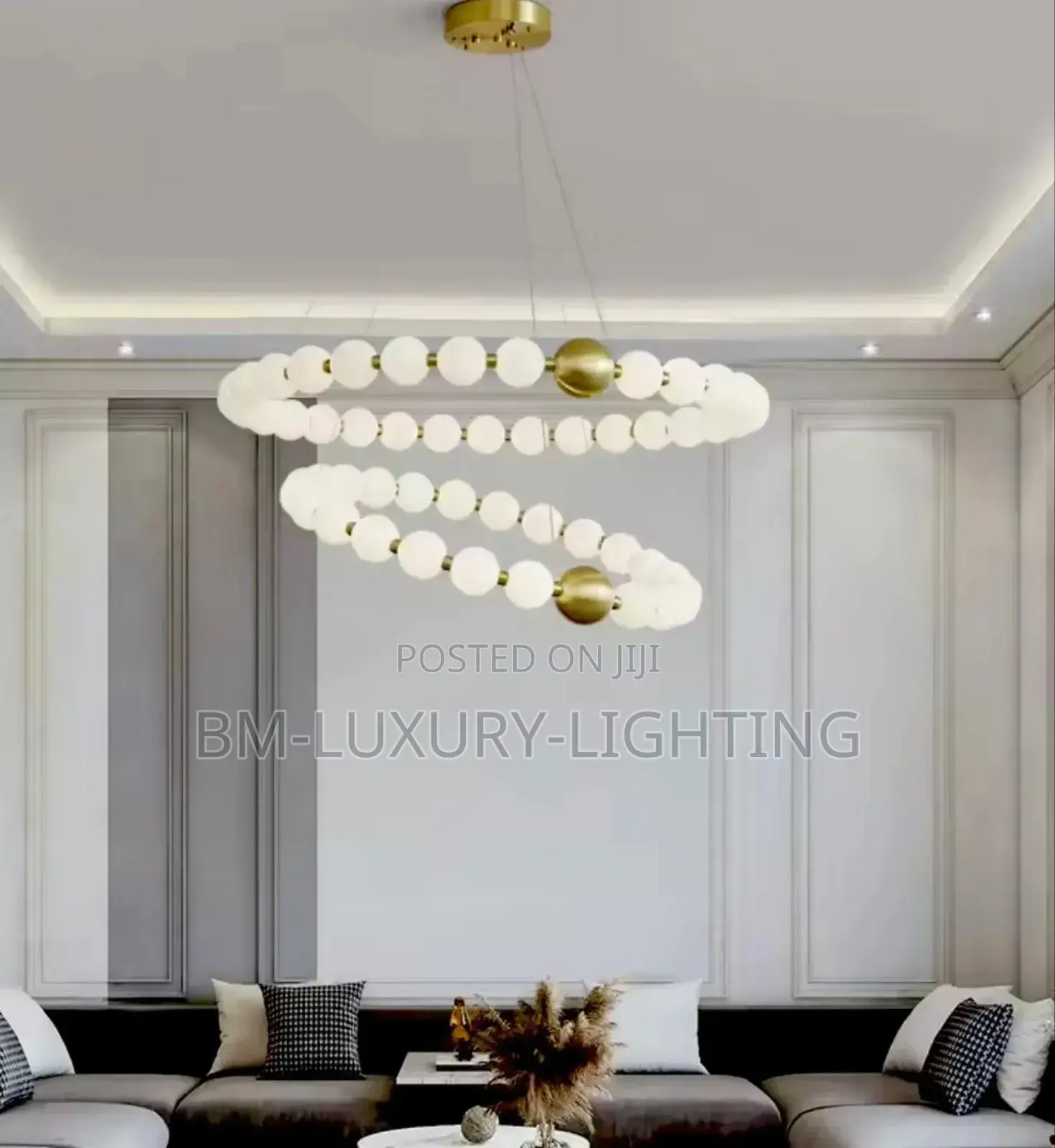 800mm Round White Balls Simple Nordic Chandelier