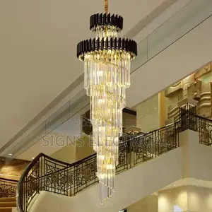 Modern Crystal Chandelier for Long Loft Black and Gold