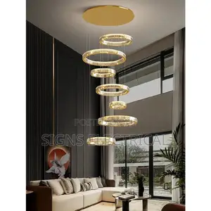 Stunning Luxury Cascading Crystal Rings Pendant Chandelier