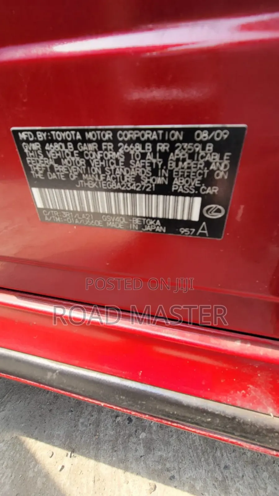 Lexus ES 350 2010 Red
