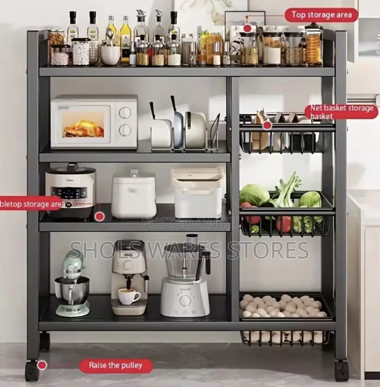 4-Layer Kitchen Shelf With Baskets