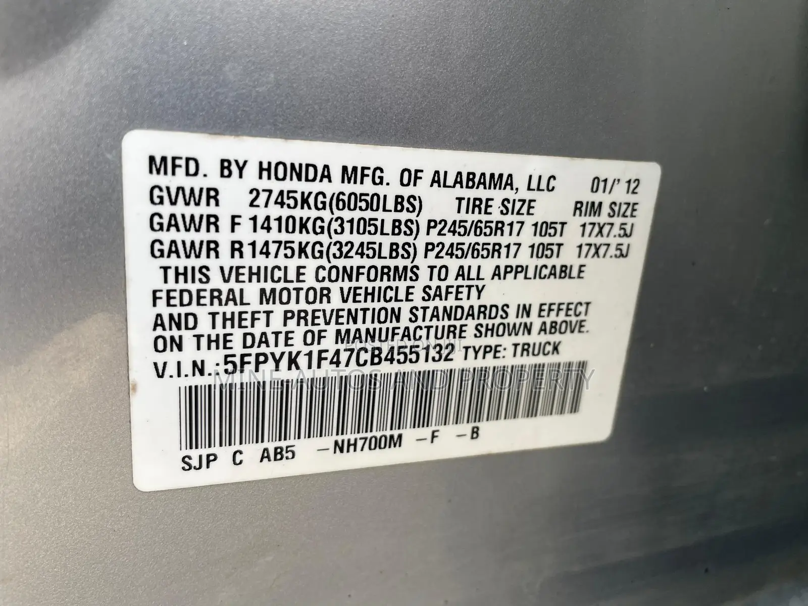 Honda Ridgeline 2012 Silver