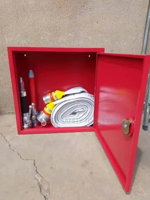 Fire Hose With Nozzles And Cabinet