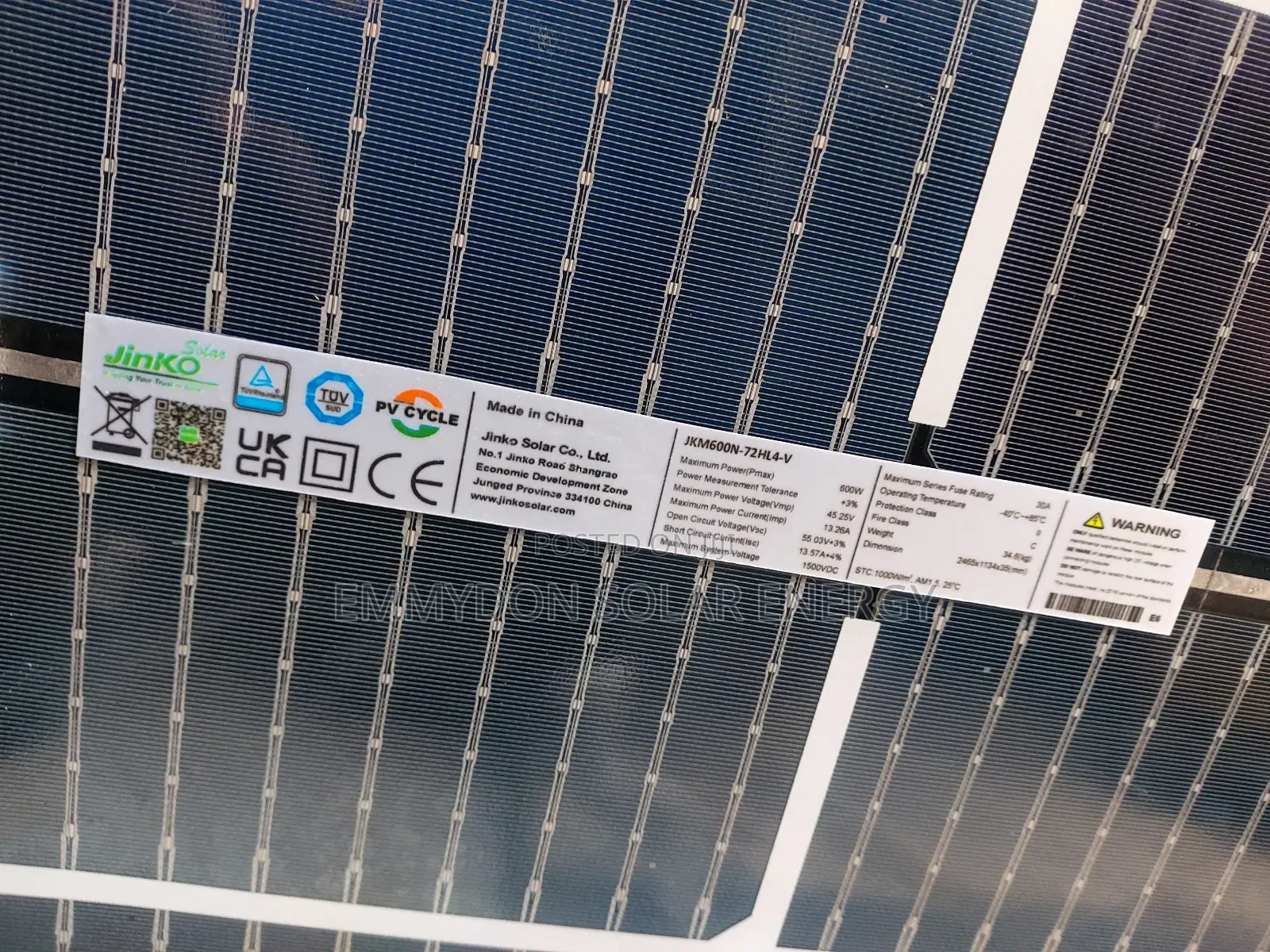 Original Jinko Solar Mono Panel 600watt