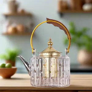 Glass Teapot With Filter Wooden Handle