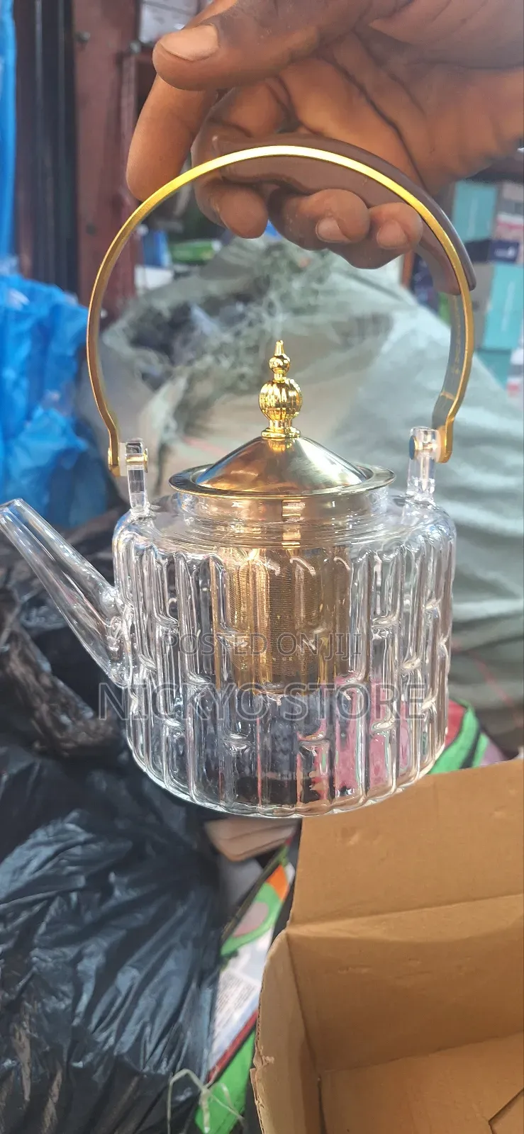 Glass Teapot With Filter Wooden Handle
