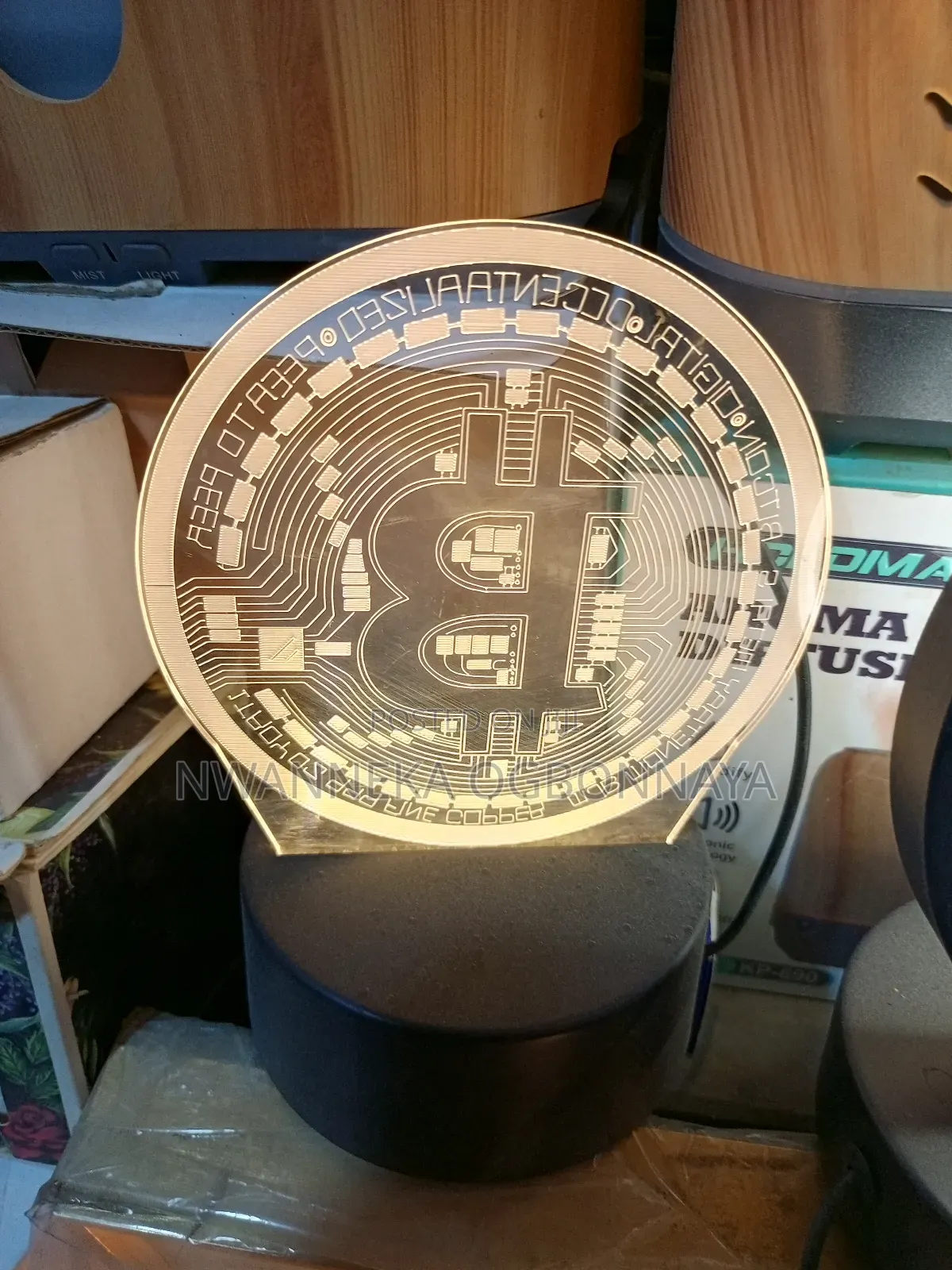 Acrylic Led Night Light Bitcoin for Room Decorative
