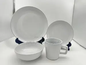 Pm 16pcs White Stoneware Dinner Plate Set