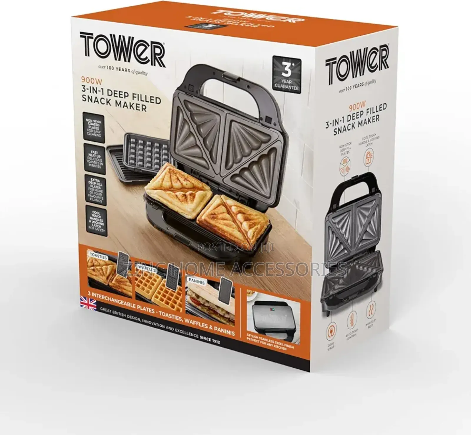 Tower 3 In 1 Deep Filled Snack Maker