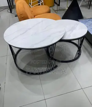 2 in 1 Centre Table (Marble With Metallic Legs)