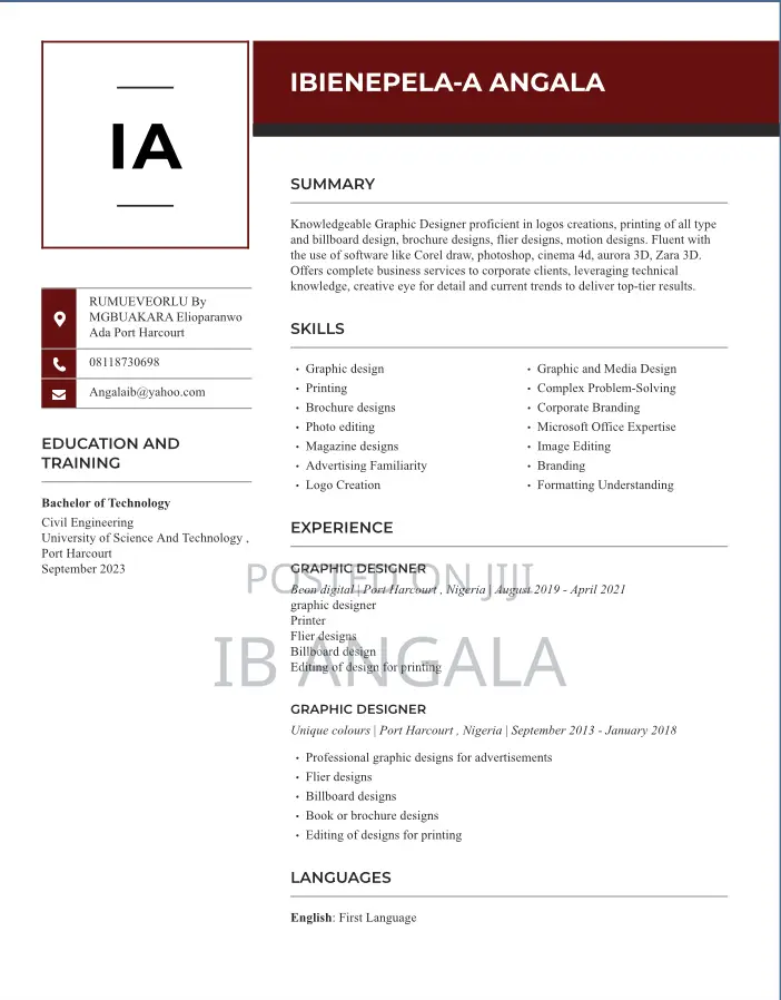 Computing IT CV