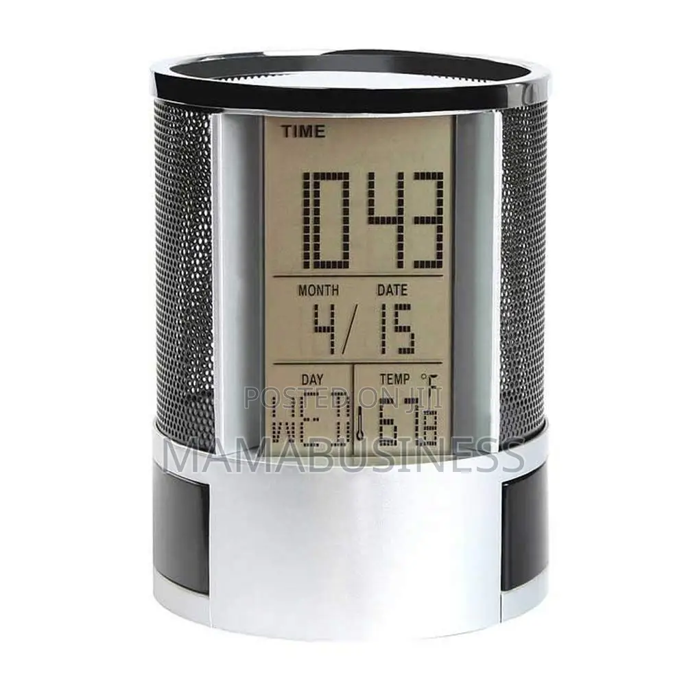 Multifunctional Pen Holder With Digital Clock