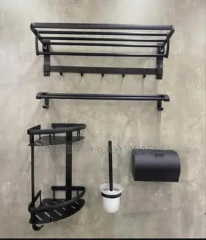 5 in 1 Matte Black Bathroom Accessories