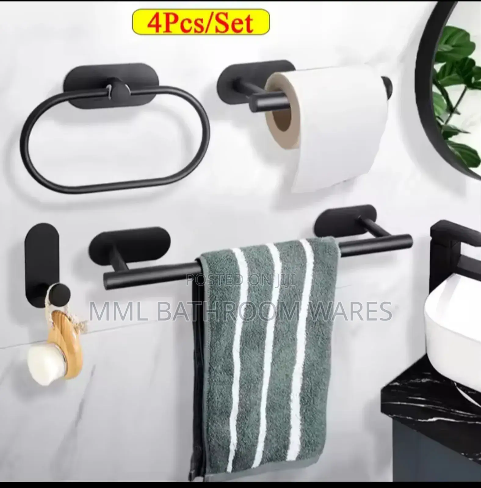 4pcs Set Black Bathroom Accessories