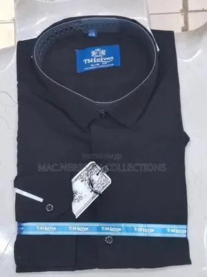 Macnebeson Plain Black Shirts for Men