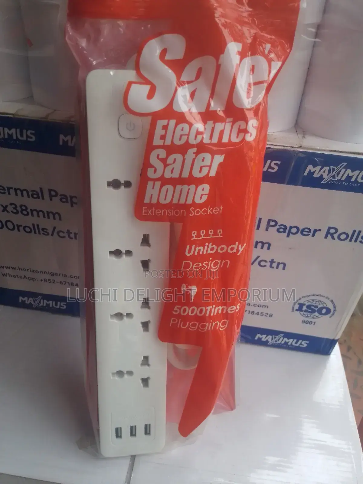 4 Sockets Extension Box With USB Port