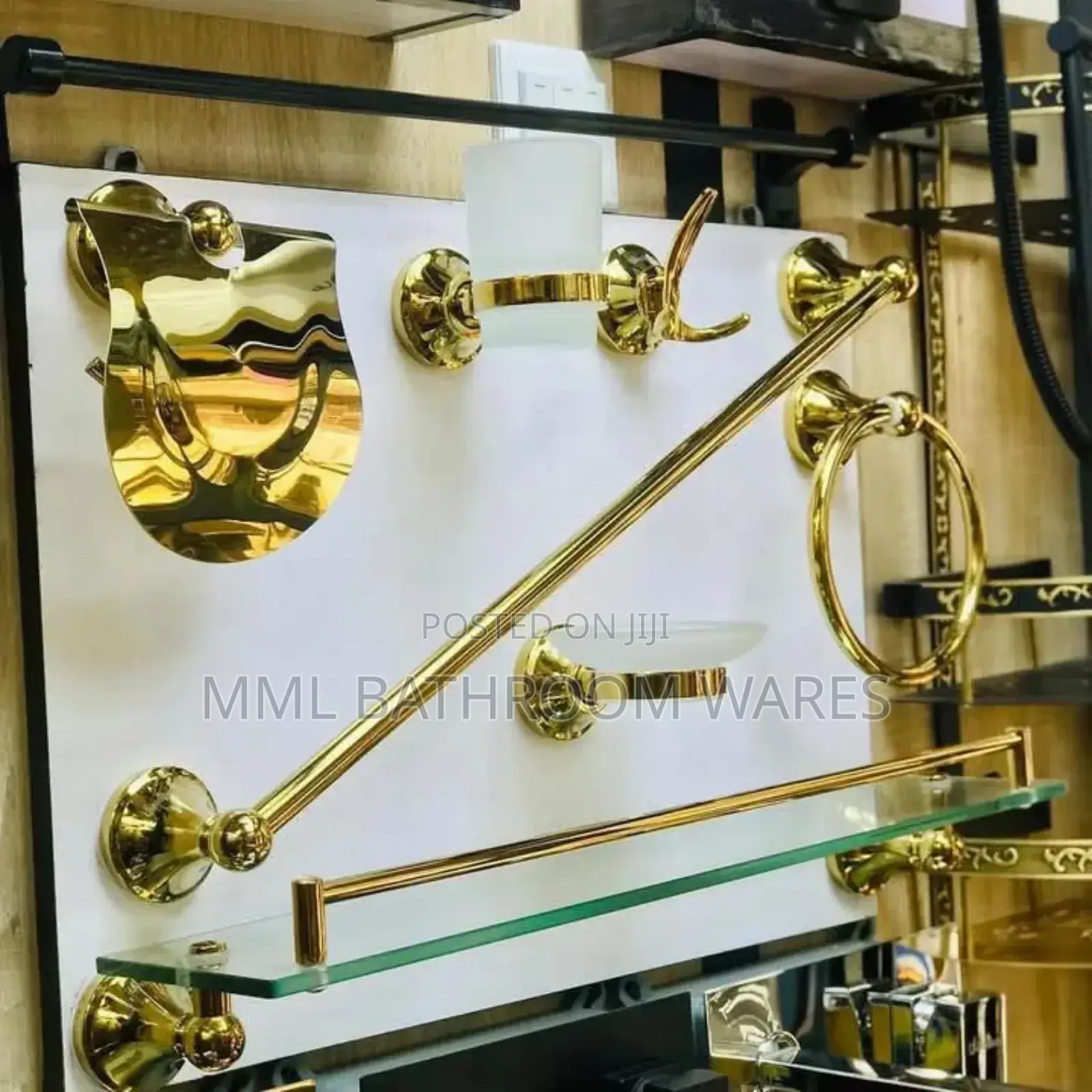 7pcs Gold Complete Bathroom Accessories